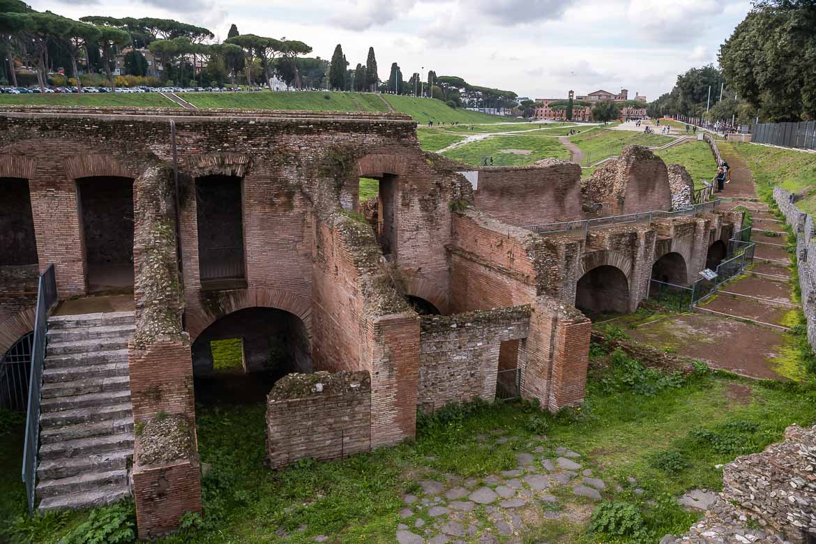 This image shows the remains of Circus Maximus at the archaeological site's main entrance.