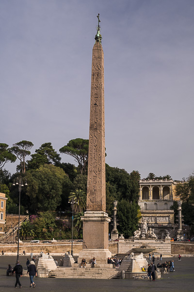 This is a close up of the Egyptian obelisk in Piazza del Popolo.
