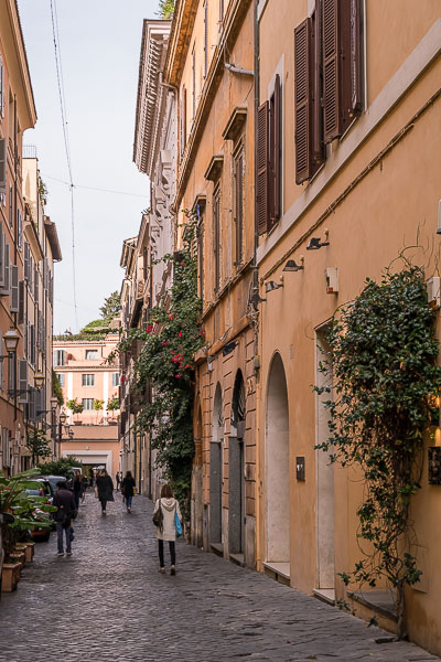 This image shows a line of beautiful buildings on Via Margutta.
