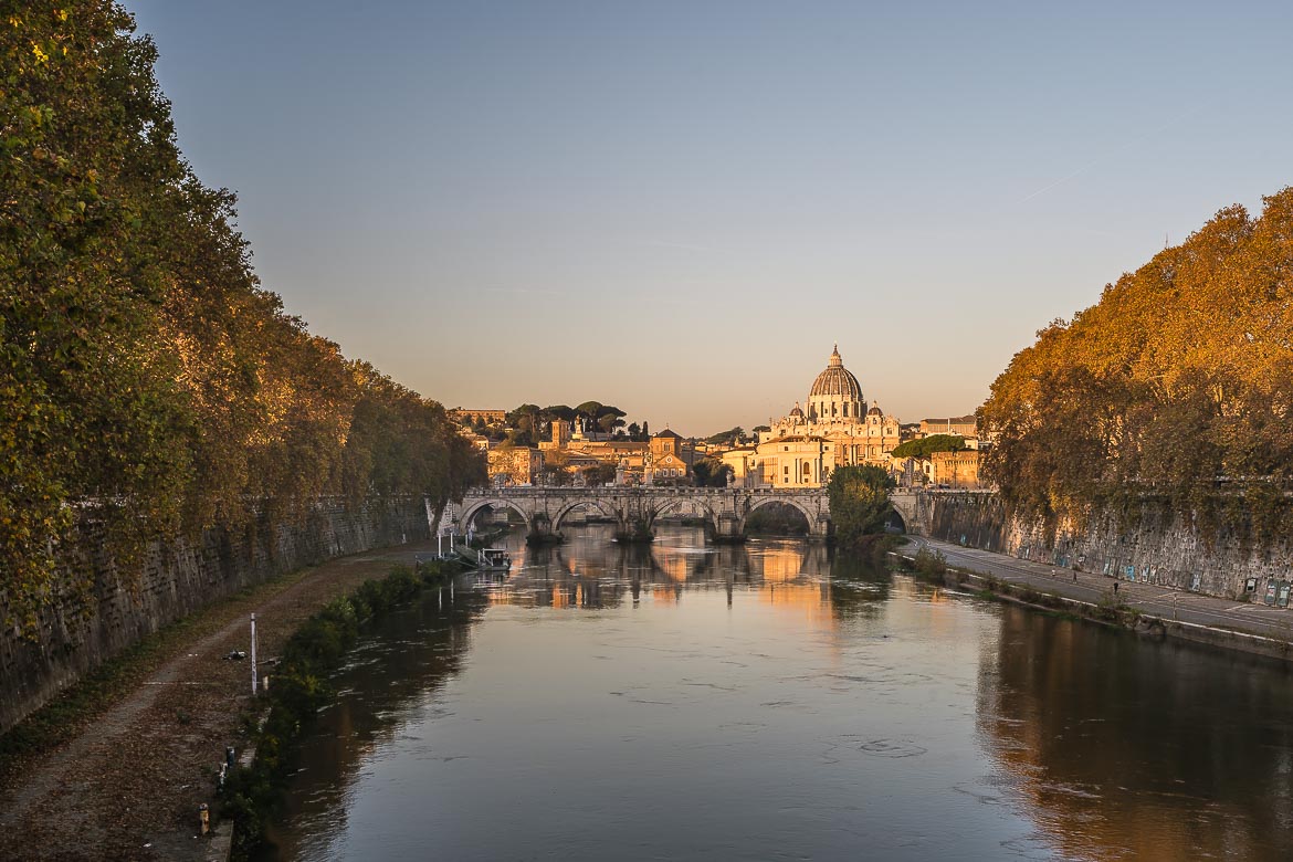 This is one of the most iconic views of Rome: St. Peter's Basilica from Ponte Umberto I.