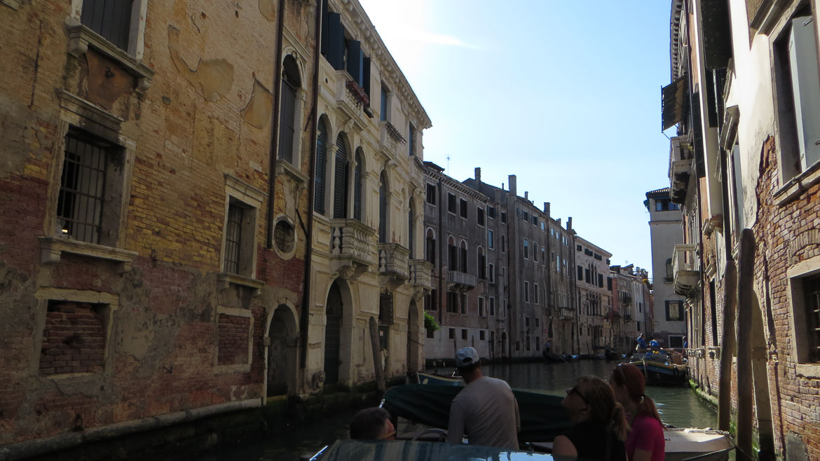 This photo shows a smaller canal during our Venice boat tour, one of the top things to do in Venice Italy.