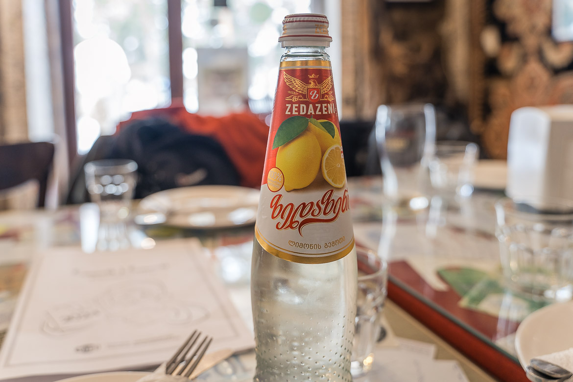 A glass bottle of lemonade, one of the best Georgian souvenirs.