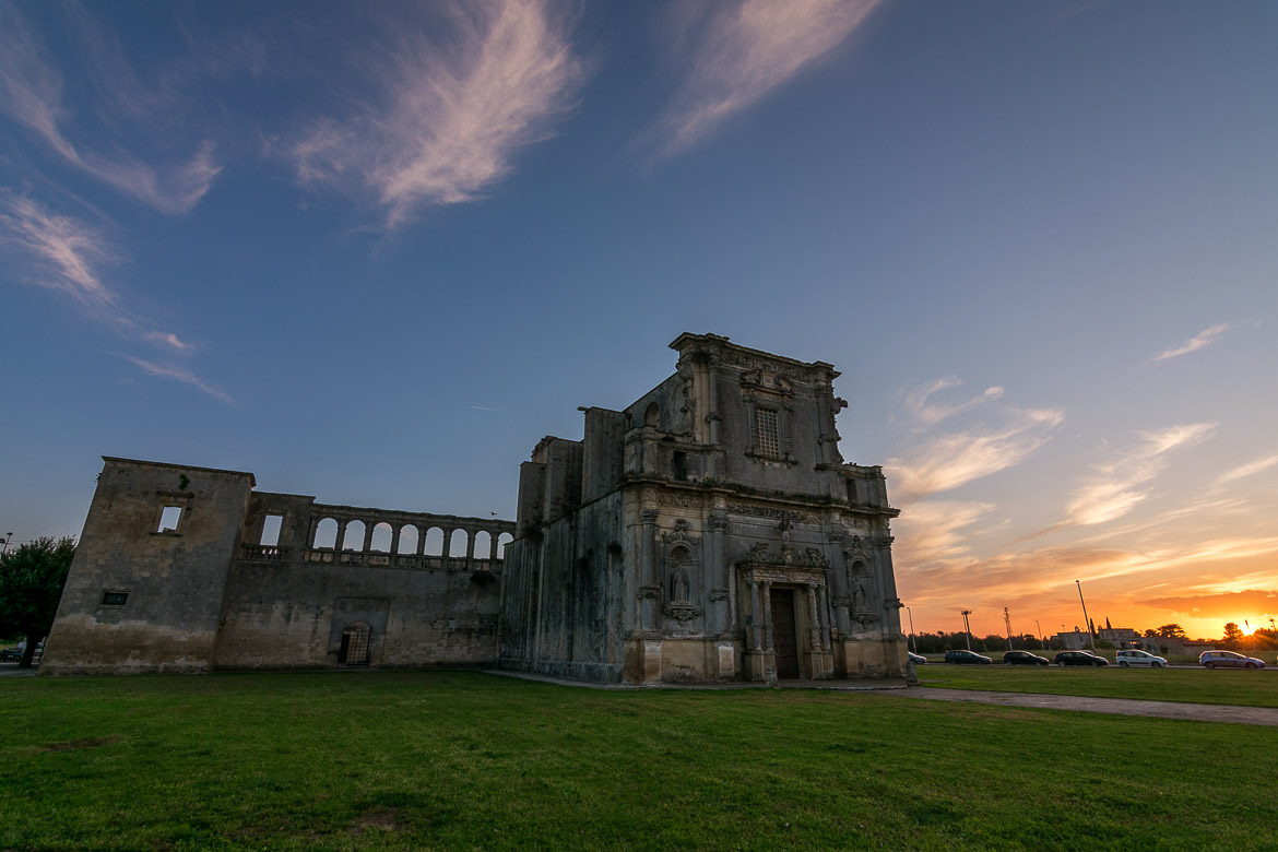 This photo shows the magnificent convent of agostiniani at sunset. 