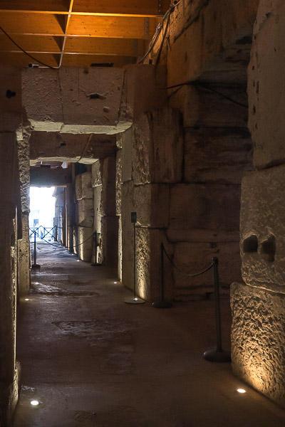 The corridor at the Colosseum's underground floor. If you're wondering how to visit the Colosseum underground, the only way is with a guided tour. 