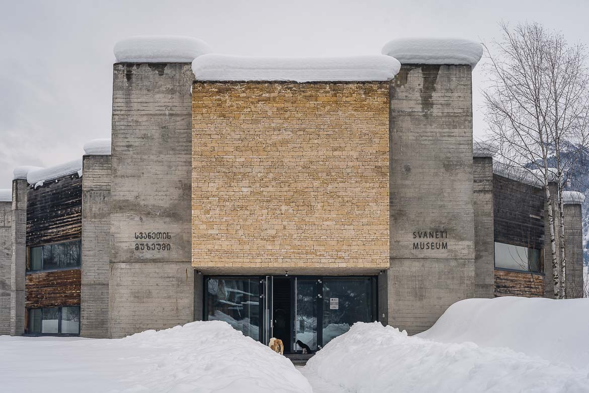 The entrance to the Svaneti Museum almost blocked from the snow.