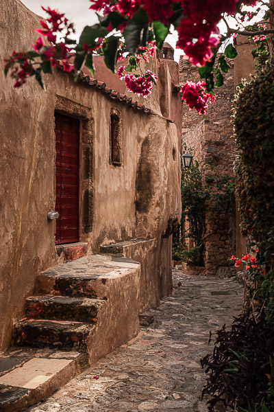 This image shows a gorgeous alley in Monemvasia Castle.