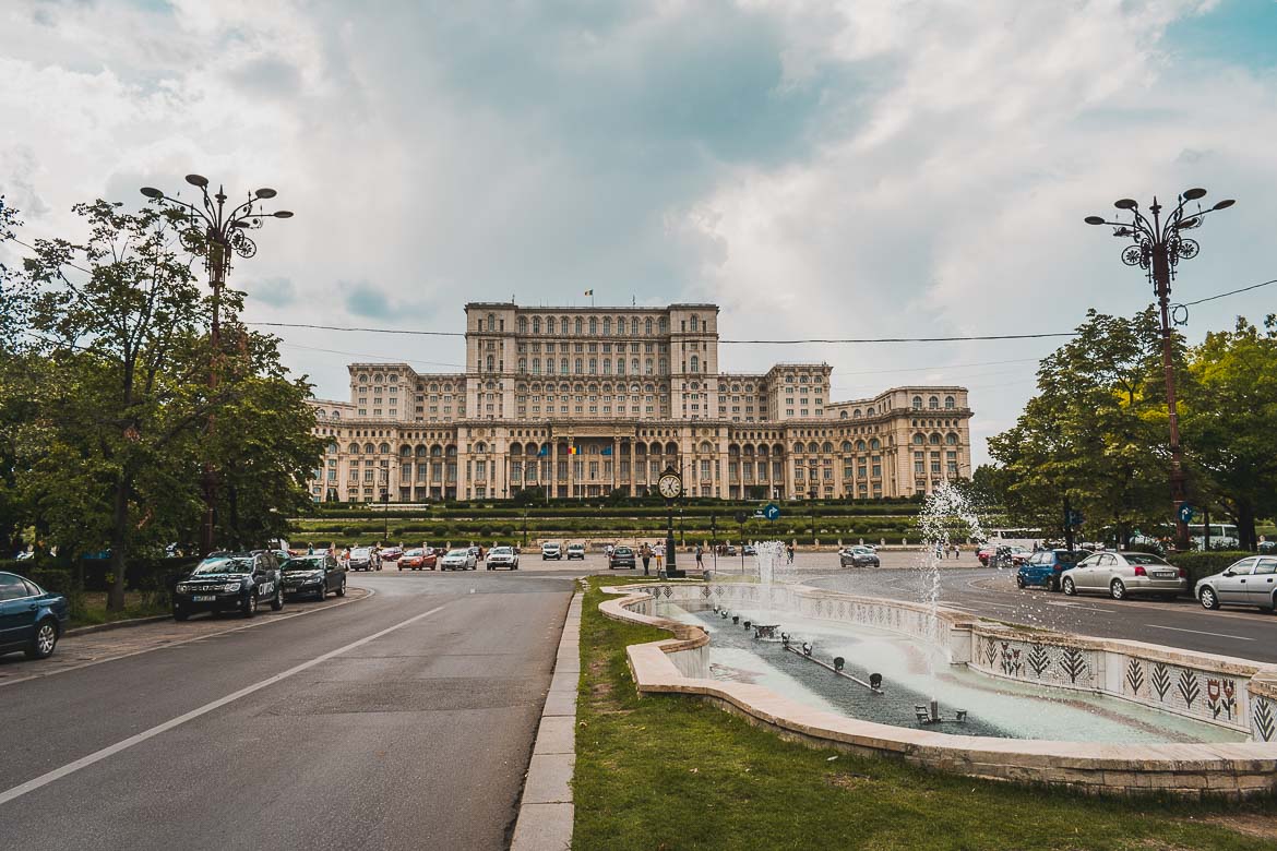 This is a photo of the palace of Parliament, an essential stop in our Bucharest walking tour of Communism, Romania.