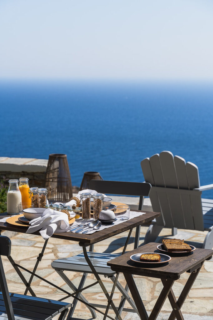 This image shows the breakfast of Verina Hotel in Sifnos.