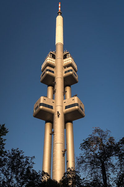 This image shows the Zizkov Television Tower.