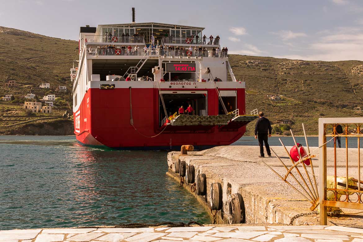 The ferry from Rafina stops at Gavrio Port.
