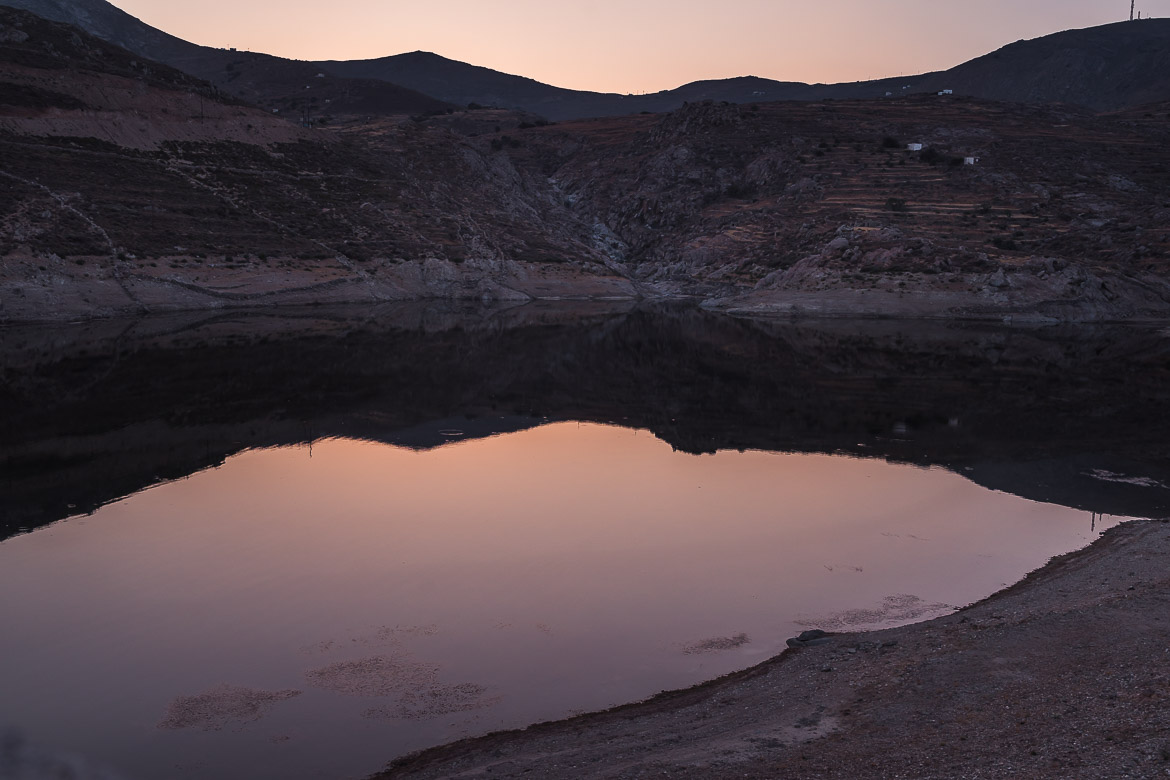 This is a photo of Serifos Dam at sunset.