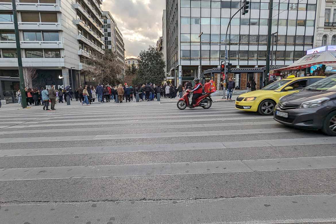 The pedestrian crossing on Syntagma square.