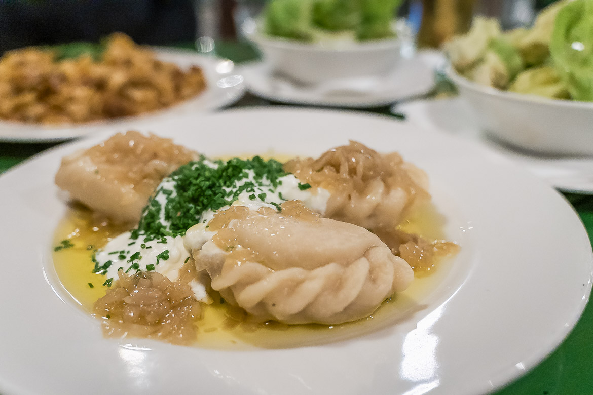Dumplings with curd potato filling at Glacis Beisl.