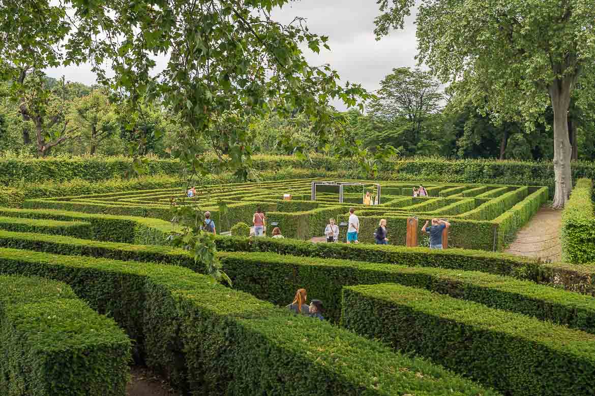 A panoramic view of the maze from a higher viewpoint at the Schönbrunn gardens.