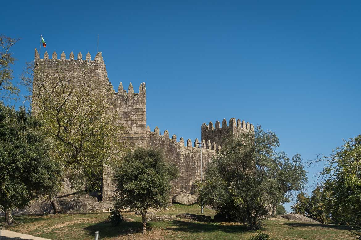 A panoramic view of Guimaraes Castle. 