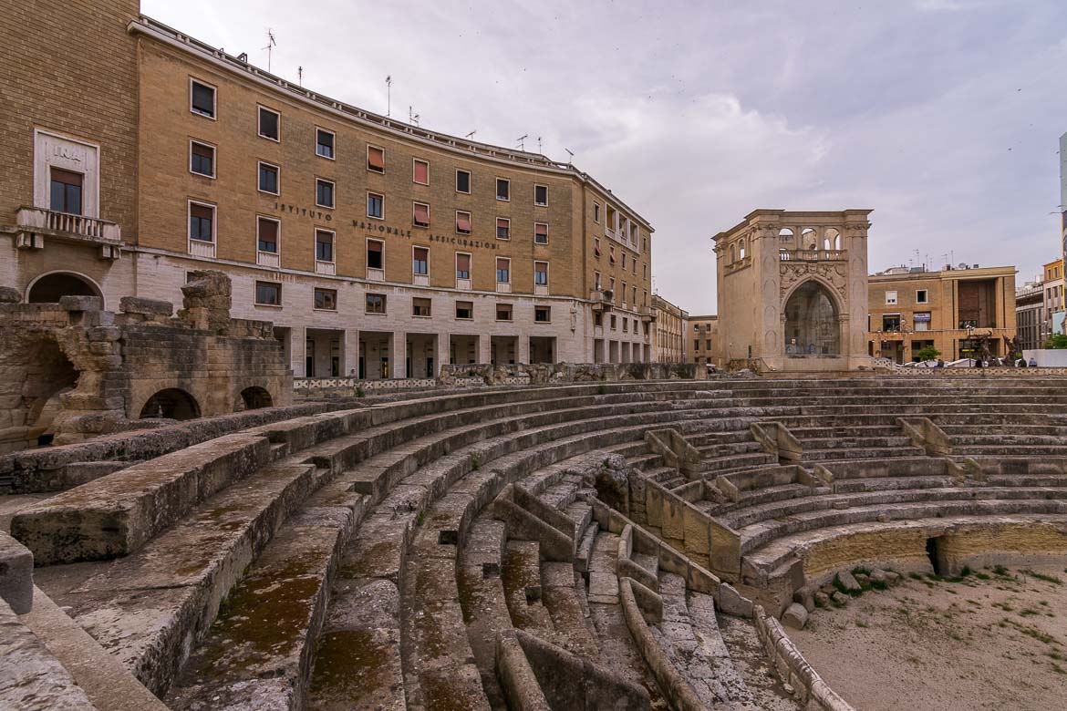 This is a photo of the Roman Amphitheatre in Lecce Italy. 