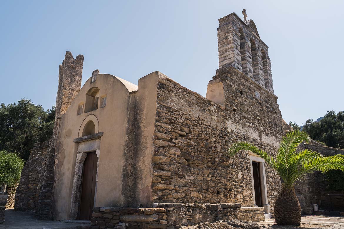 This image shows Panagia Drosiani church in Moni Village, one of the oldest churches in Naxos Greece.