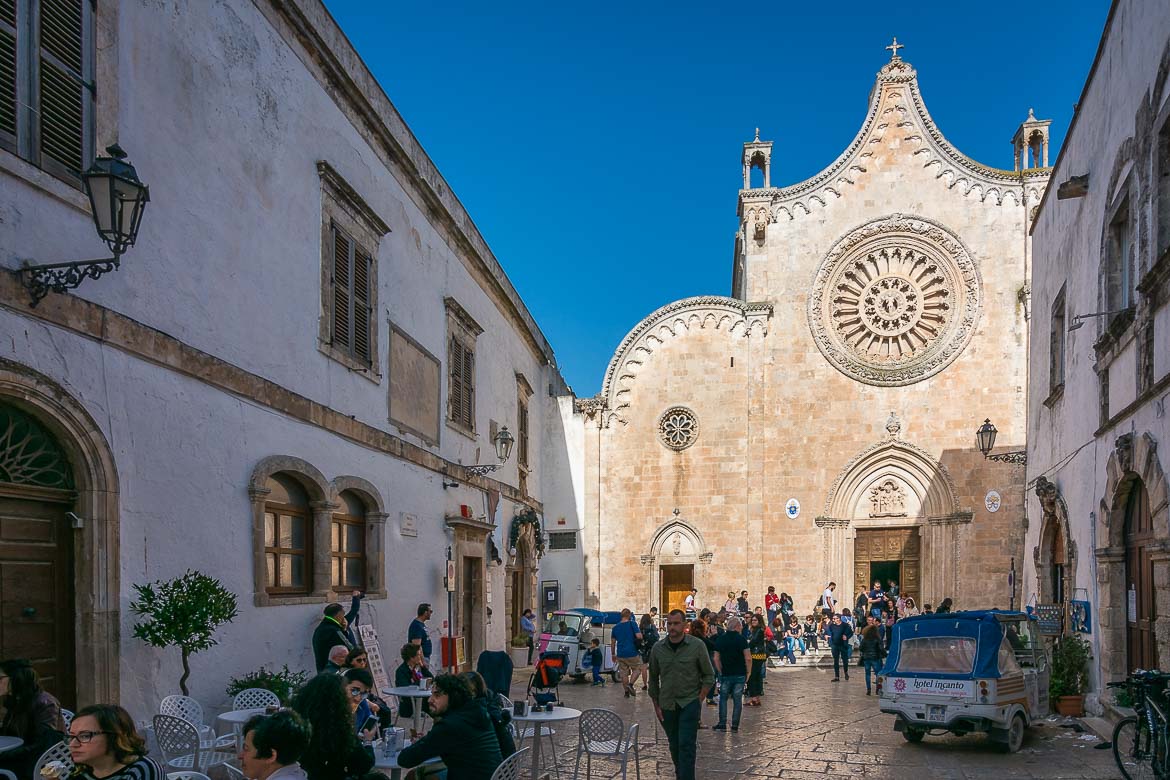 The facade of the romanesque Ostuni Cathedral.