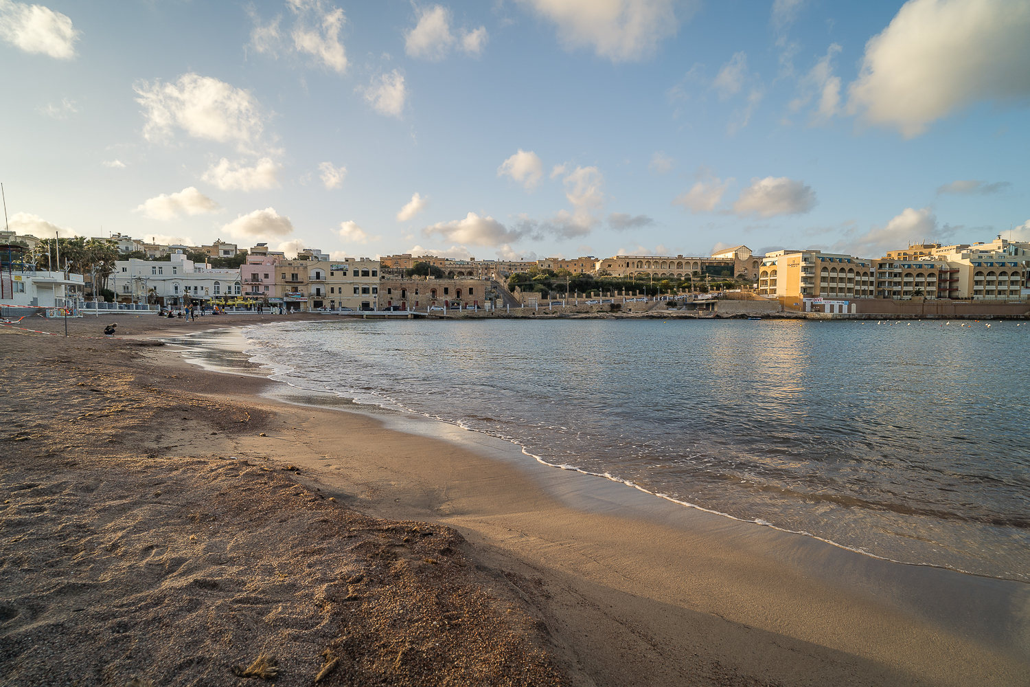 The sandy beach of St. George's Bay.